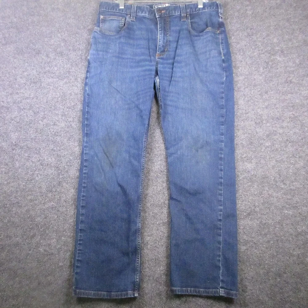 Carhartt BD2804-M Relaxed Fit Jeans Mens 36x29 Blue Straight Leg Stretch Denim